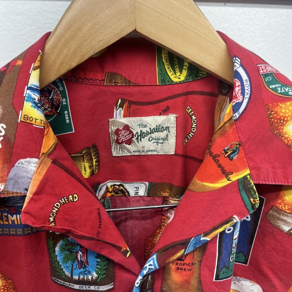 Hilo Hattie's Hawaiian Original Med Vintage Beer Label Aloha Camp-Collar Shirt - Picture 5 of 13